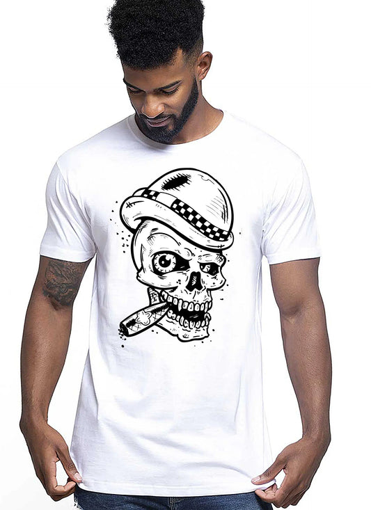 Boss Cigar Skull Zombi Tattoo 9015 T-shirt Urban Men Uomo 100% Cotone Pettinato JK STREET STYLE