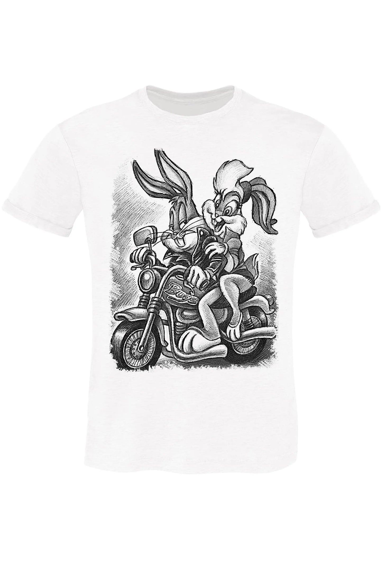 Bugs Motore e auto Fumetti Cartoons 2075-3-4 T-Shirt Urban Men Uomo 100% Cotone Fiammato BS STREET STYLE