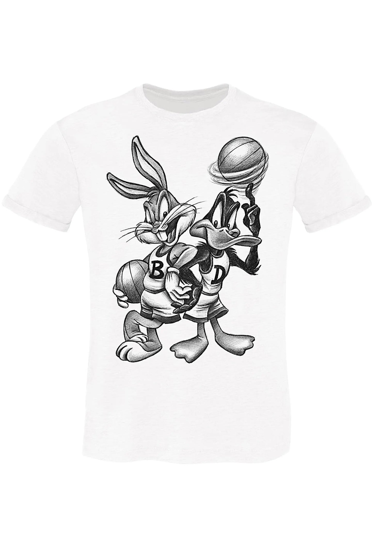 Bugs e Daffy Sport Fumetti Cartoons 2075-3-5 T-Shirt Urban Men Uomo 100% Cotone Fiammato BS STREET STYLE