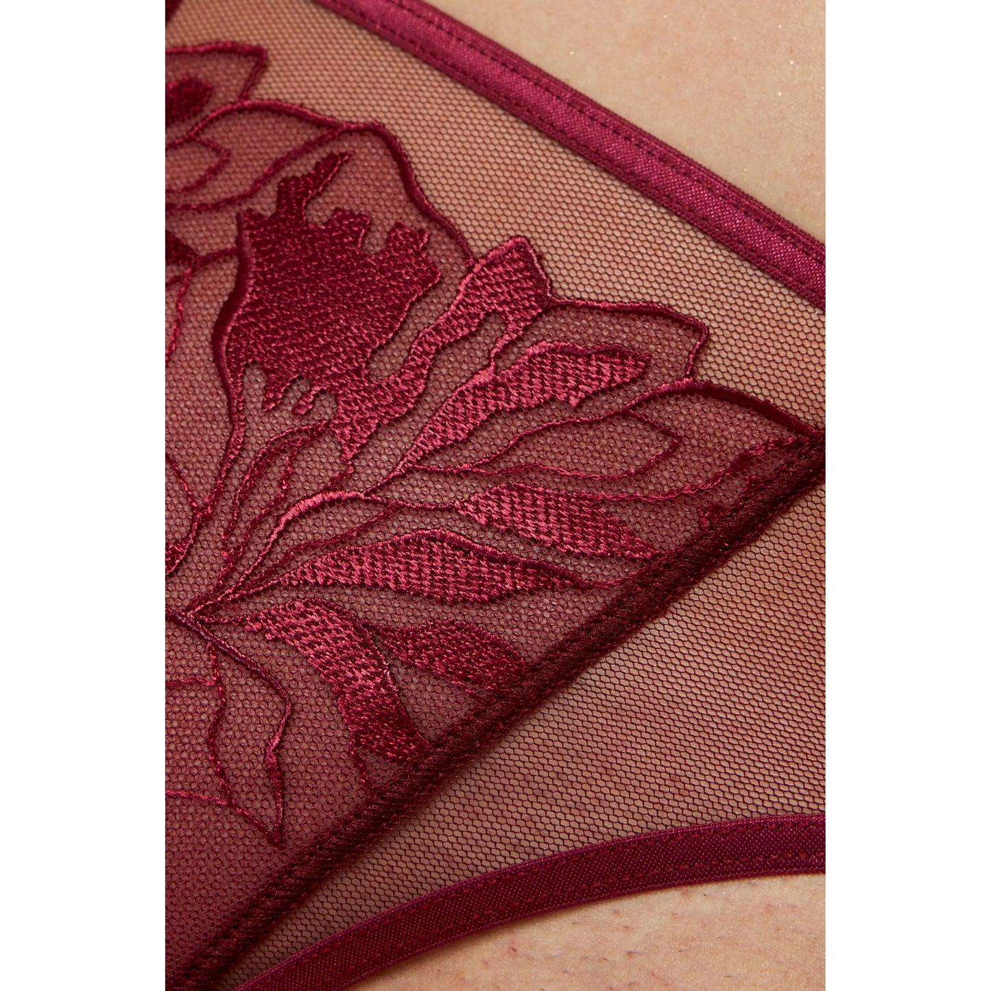Sheer Mesh Thong Panty Gorteks Coco Burgundy - STREET STYLE