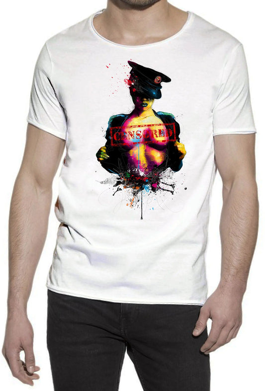 Censored Color Artistico Stilizzato 18-20-44 T-shirt Urban Slub Men Uomo 100% Cotone Fiammato JK STREET STYLE