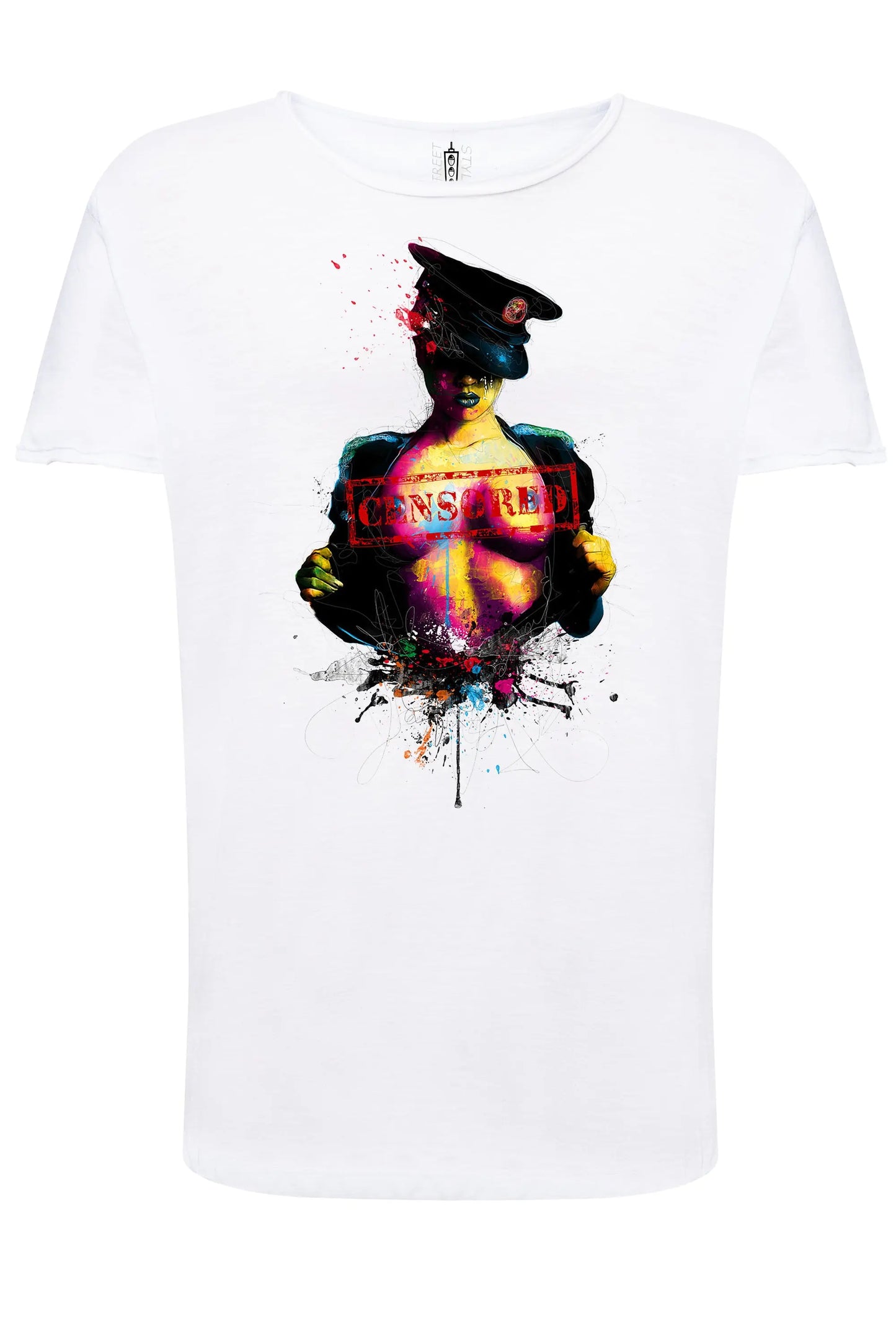 Censored Color Artistico Stilizzato 18-20-44 T-shirt Urban Slub Men Uomo 100% Cotone Fiammato JK STREET STYLE