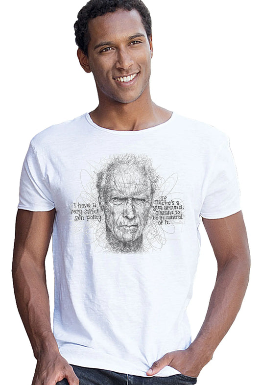 Clint Eastwood Stilizzato Soggetto attore Cinema 18-26 T-shirt Urban Slub Men Uomo 100% Cotone Fiammato JK STREET STYLE