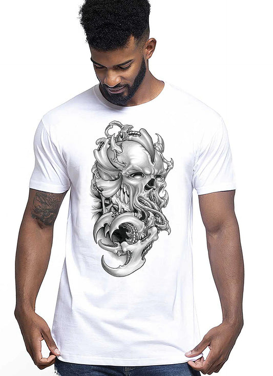 Cruss Skull Zombi Silizzato Tattoo 9013 T-shirt Urban Men Uomo 100% Cotone Pettinato JK STREET STYLE