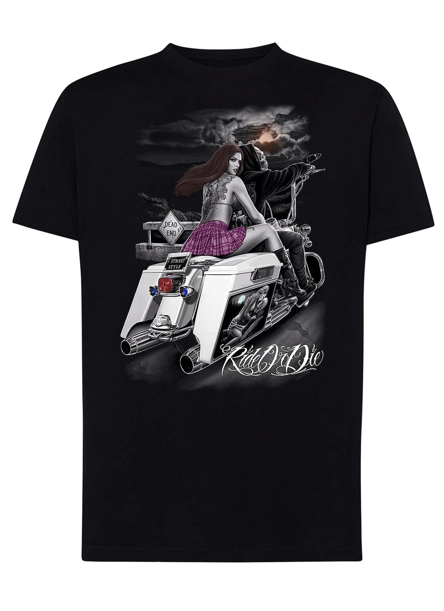 Dead End Skull Motor Tattoo 9050-20 T-shirt Urban Men Uomo 100% Cotone Pettinato JK STREET STYLE