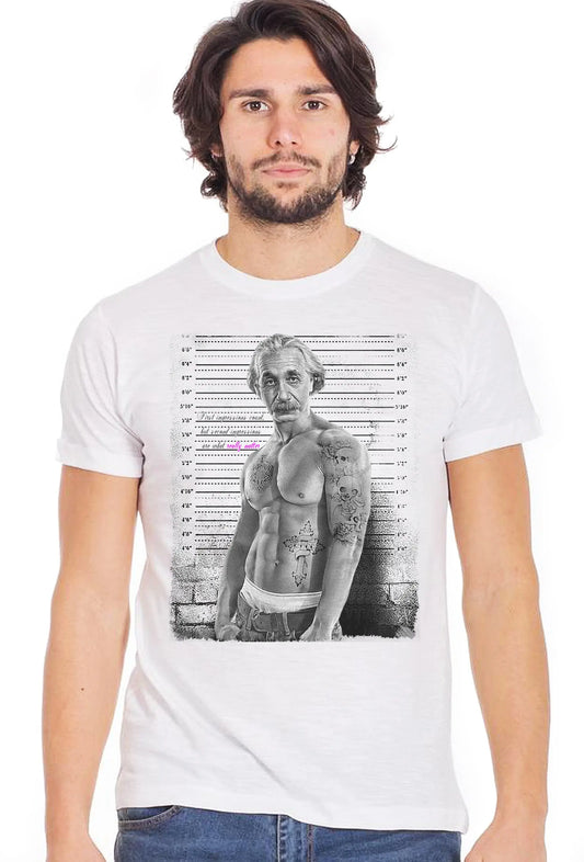 Einsteintatuato Muscle Muscoloso Carcerato 2075-7 T-Shirt Urban Men Uomo 100% Cotone Fiammato BS STREET STYLE