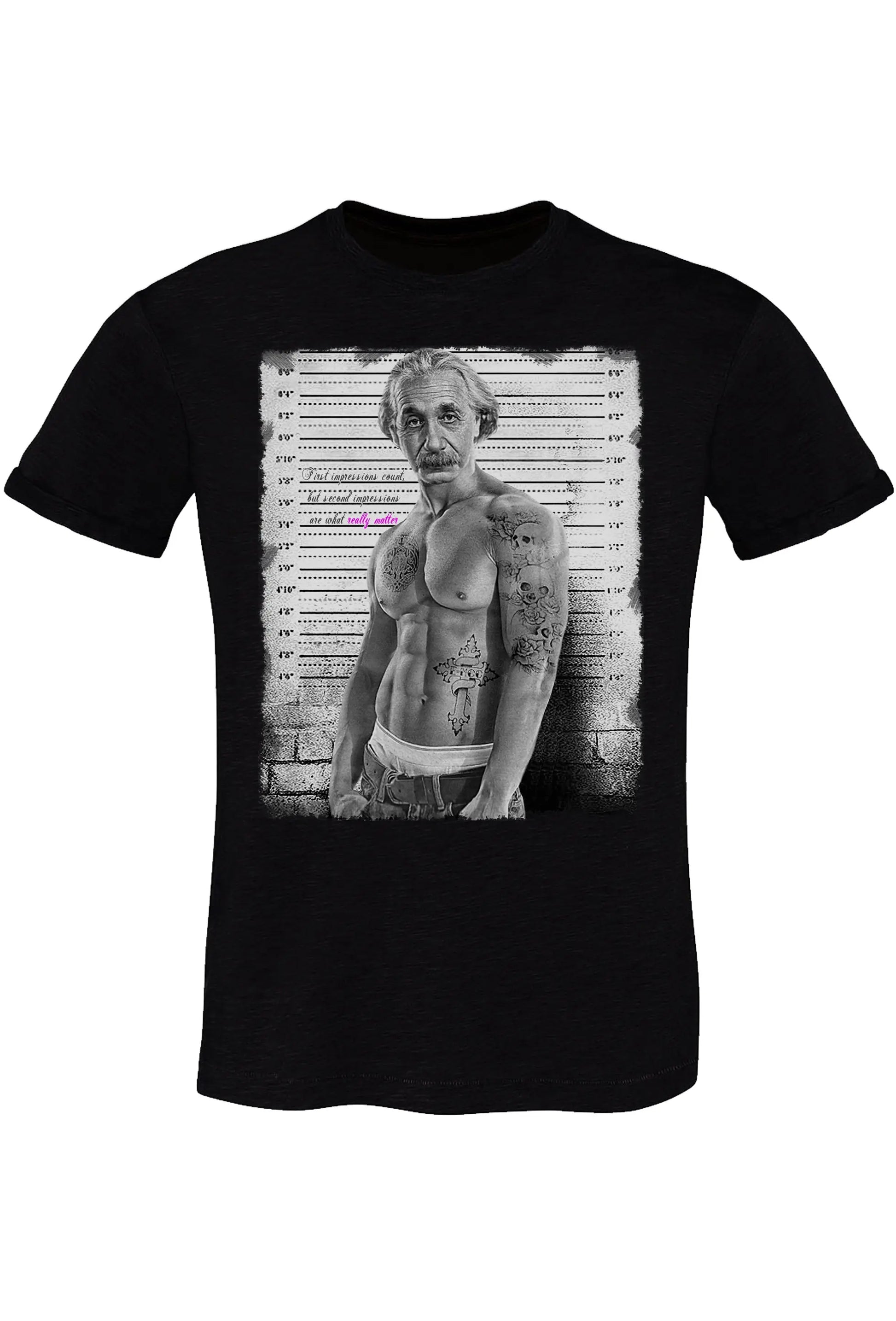 Einsteintatuato Muscle Muscoloso Carcerato 2075-7 T-Shirt Urban Men Uomo 100% Cotone Fiammato BS STREET STYLE