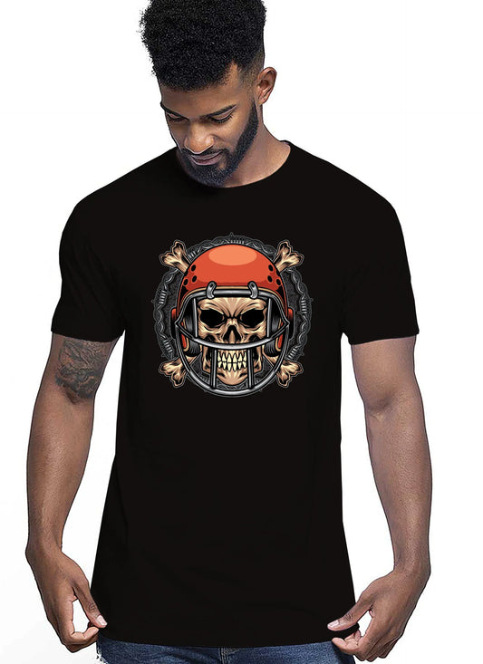 Football Skull Motor Tattoo 9041 T-shirt Urban Men Uomo 100% Cotone Pettinato JK STREET STYLE