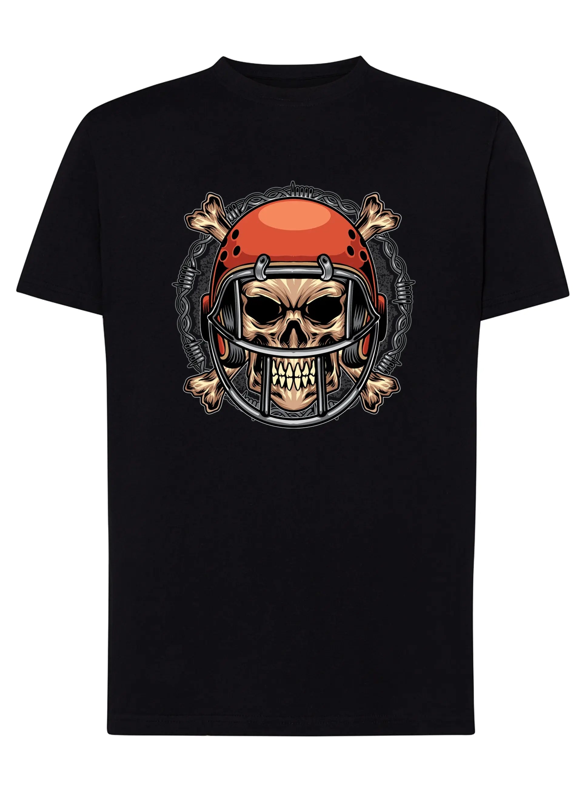 Football Skull Motor Tattoo 9041 T-shirt Urban Men Uomo 100% Cotone Pettinato JK STREET STYLE