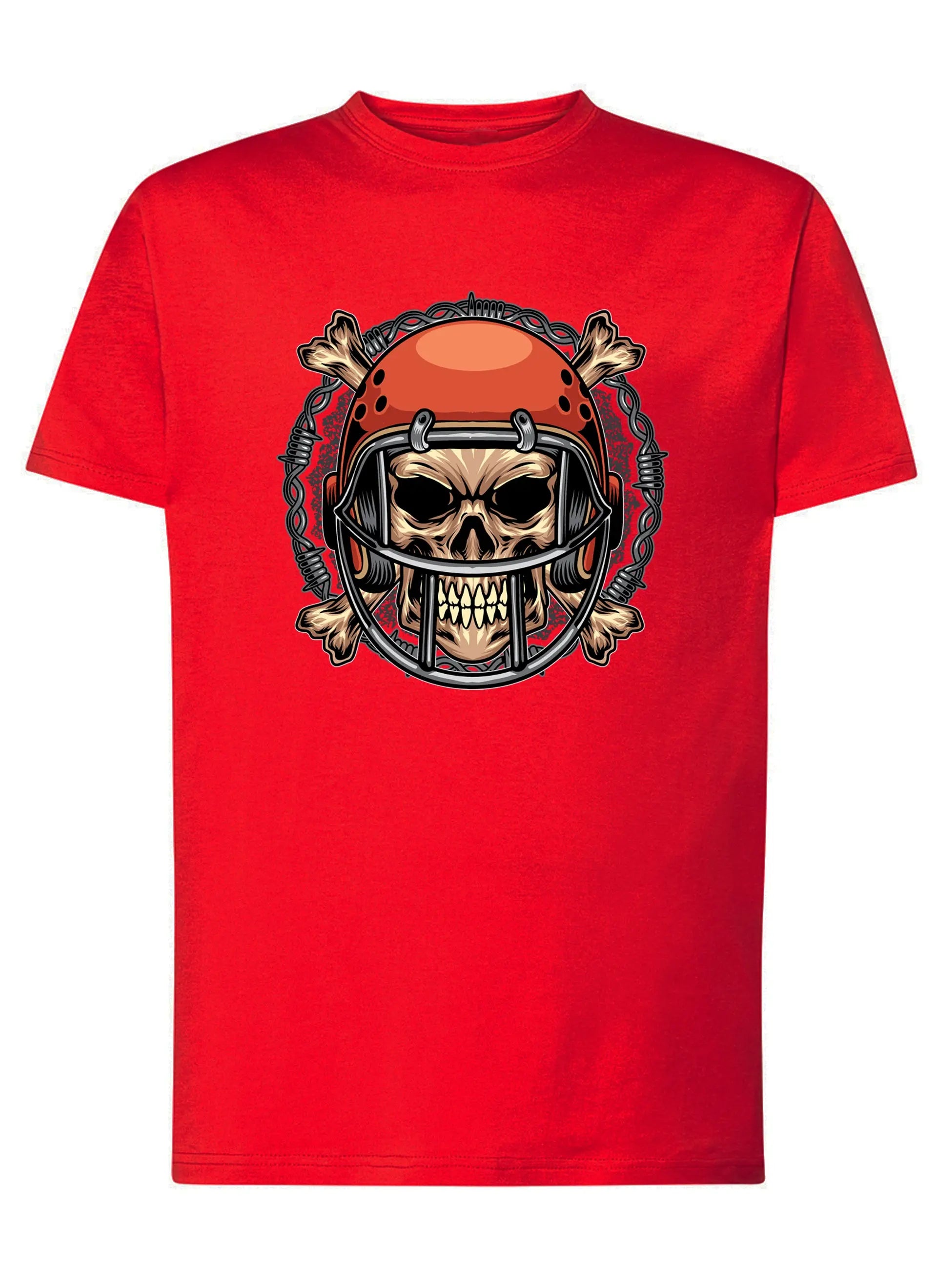 Football Skull Motor Tattoo 9041 T-shirt Urban Men Uomo 100% Cotone Pettinato JK STREET STYLE