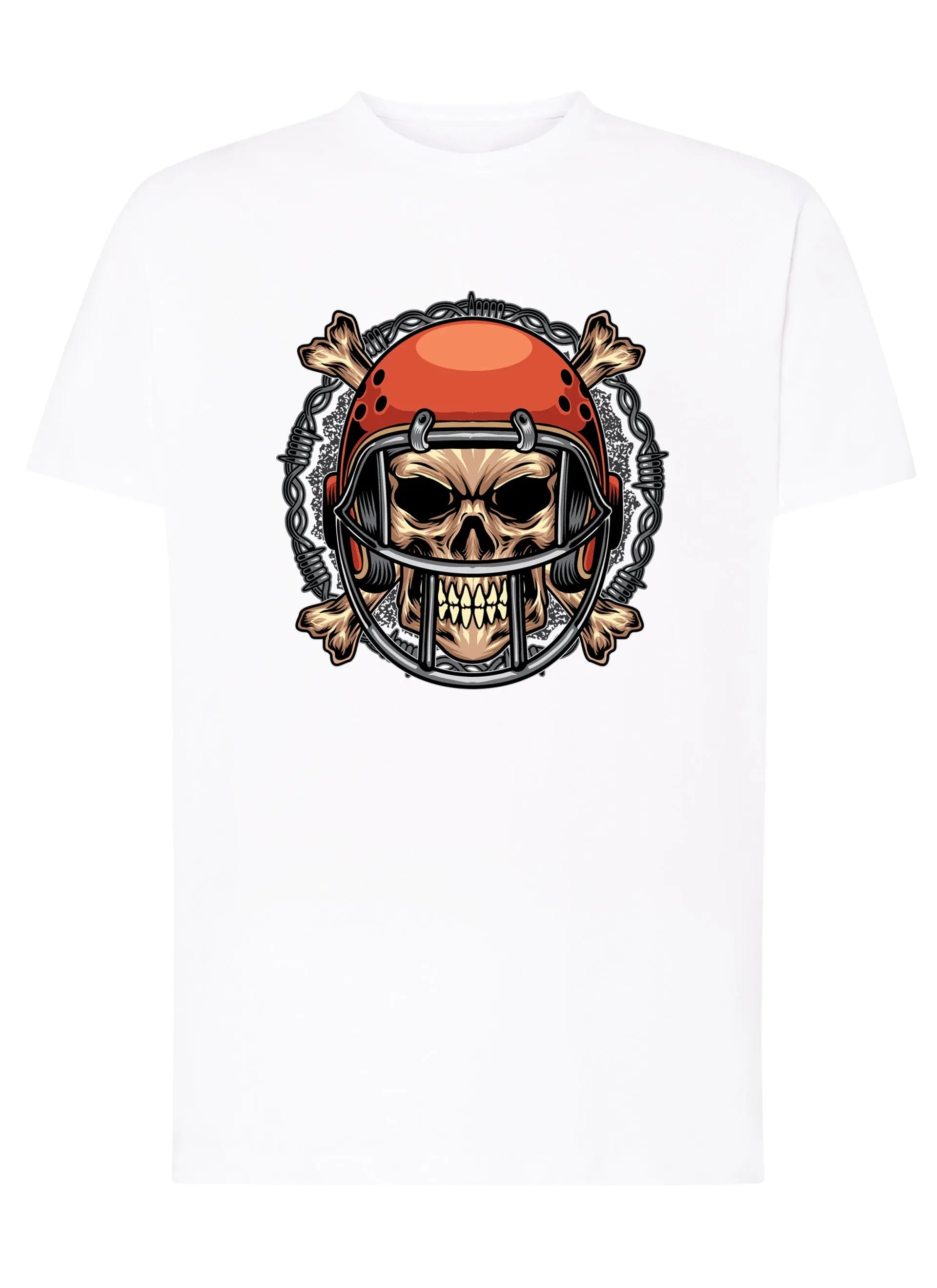 Football Skull Motor Tattoo 9041 T-shirt Urban Men Uomo 100% Cotone Pettinato JK STREET STYLE