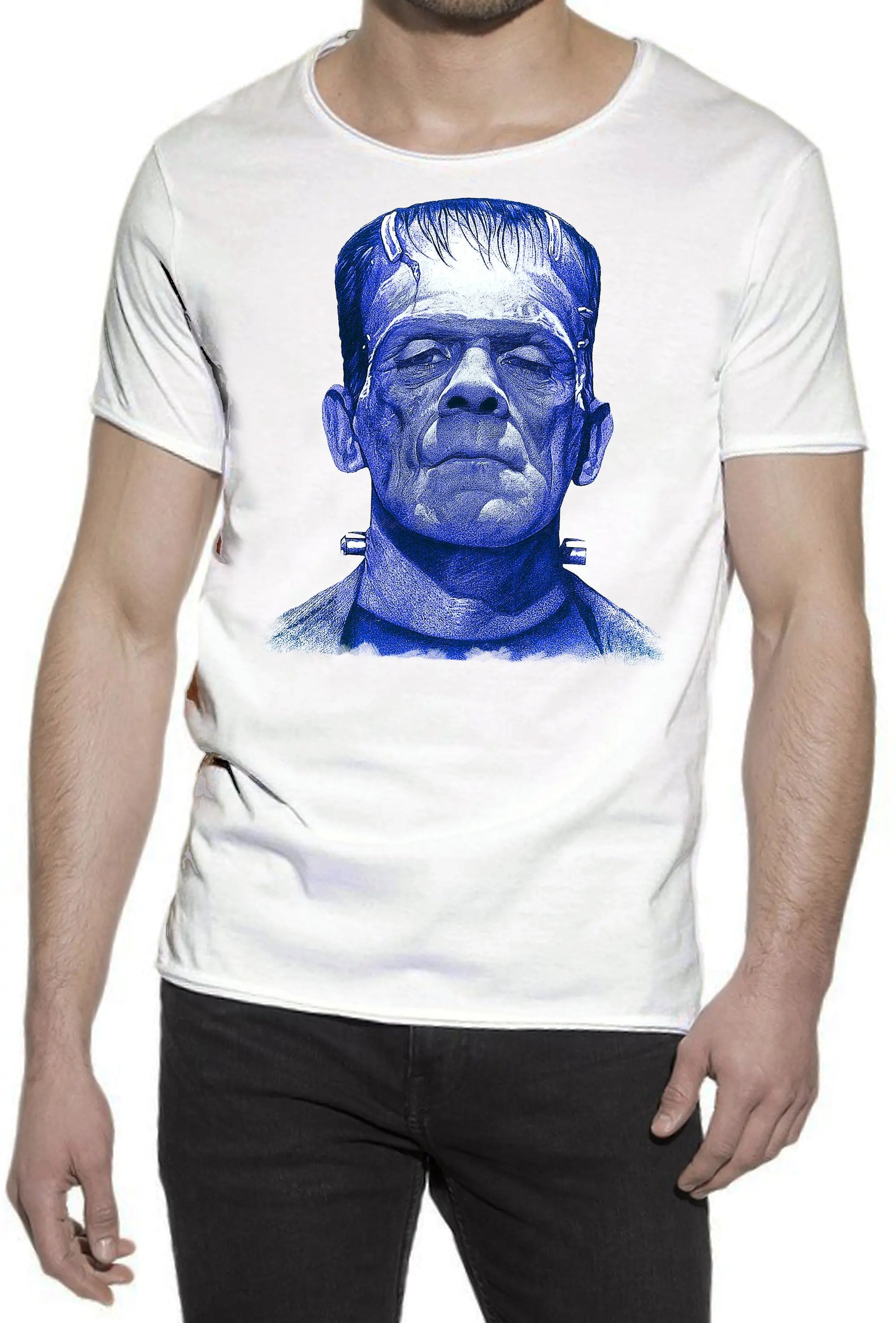 Frankenstein Blu The Legend Cinema Attore Comico Soggetto 18-97-2 T-shirt Urban Slub Men Uomo 100% Cotone Fiammato BS STREET STYLE