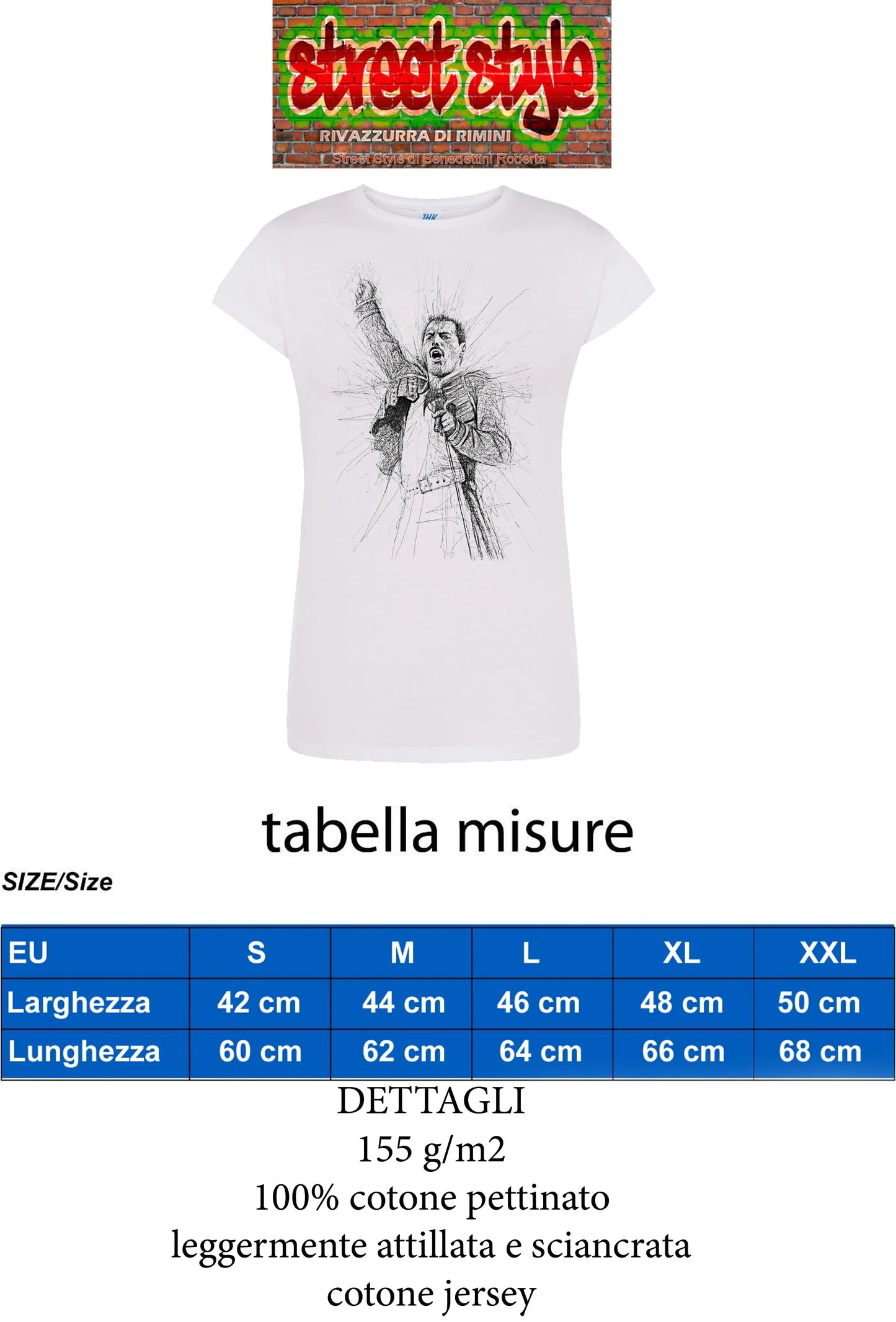 Freddy Mercury 18-58-2 Lady Donna 100% Cotone Pettinato STREET STYLE