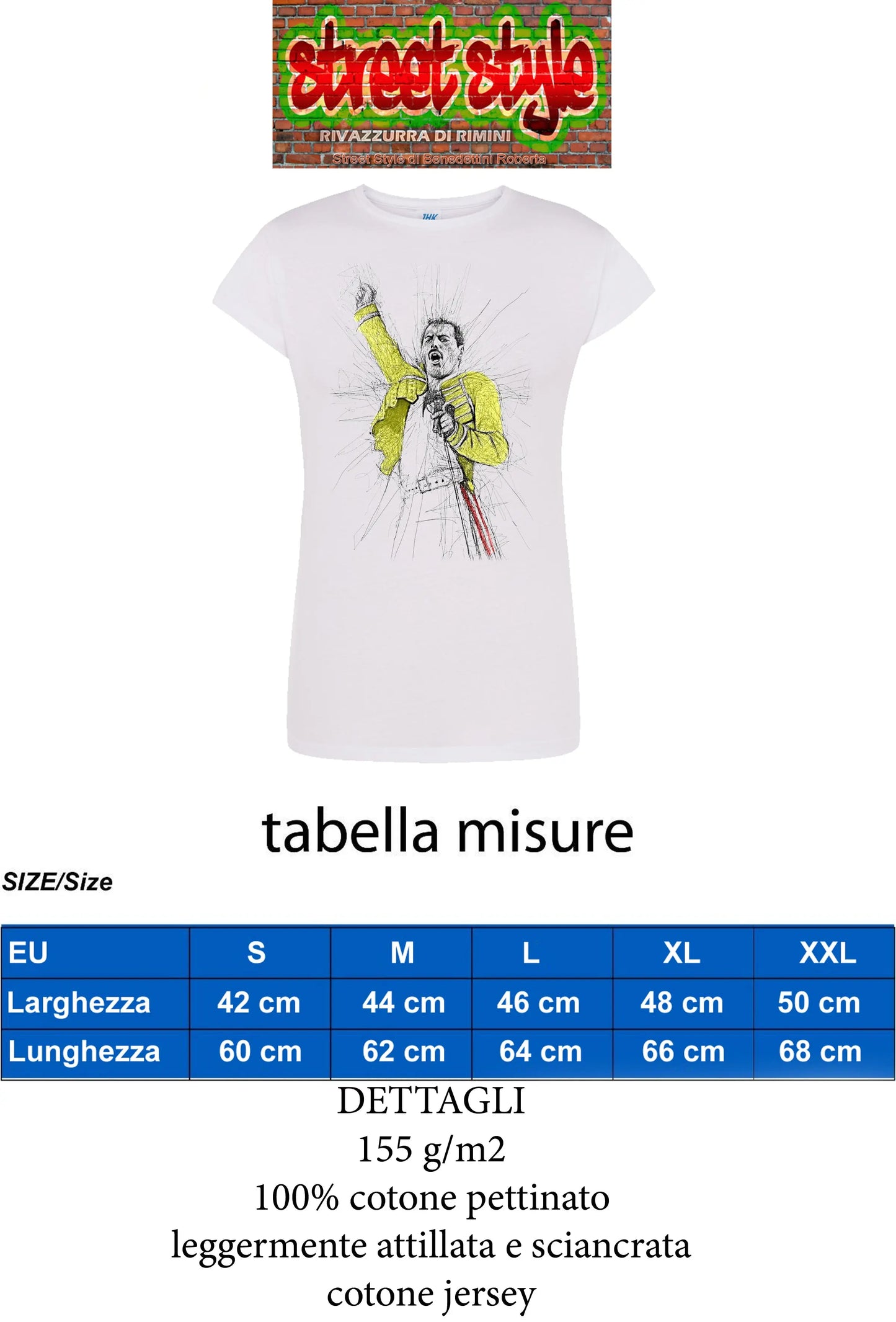 Freddy Mercury 18-58-2 Lady Donna 100% Cotone Pettinato STREET STYLE