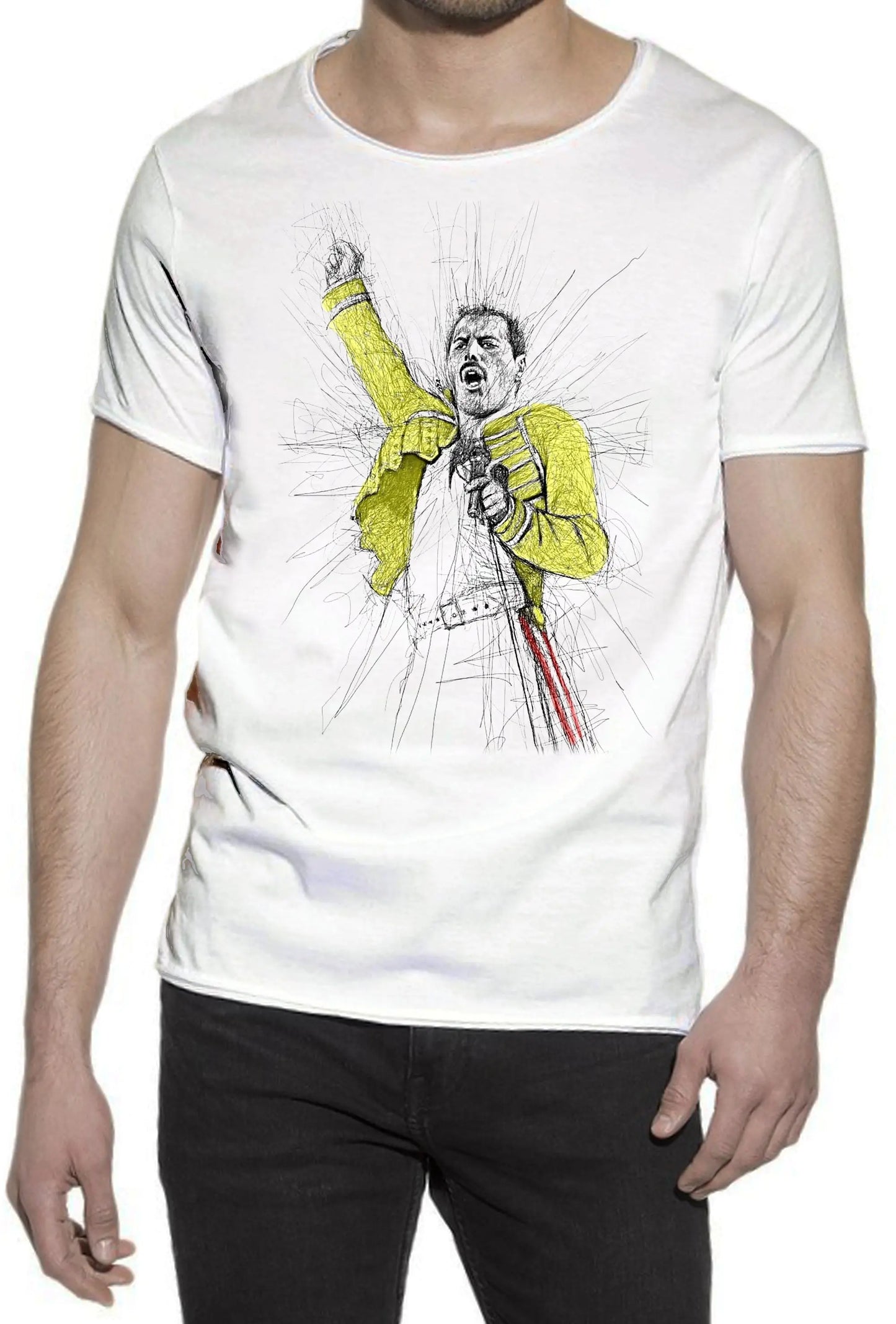 Freddy Mercury Color Artistico Stilizzato 18-58 T-shirt Urban Slub Men Uomo 100% Cotone Fiammato JK STREET STYLE