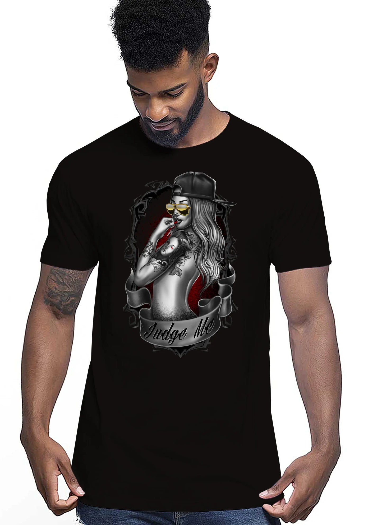 Girl Skull Motor Tattoo 9060 T-shirt Urban Men Uomo 100% Cotone Pettinato JK STREET STYLE