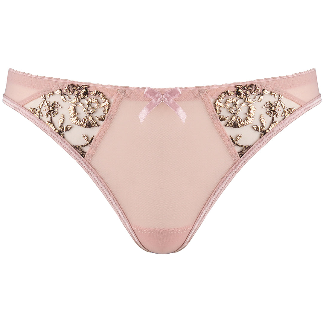 Axami Copper Rose Sheer Mesh Thong Panty-0