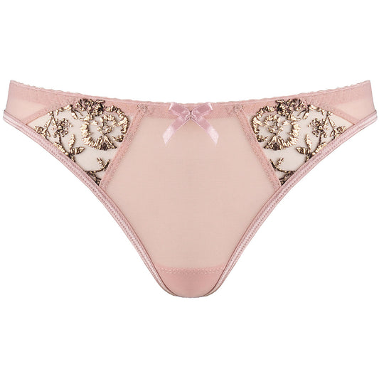 Axami Copper Rose Sheer Mesh Thong Panty-0