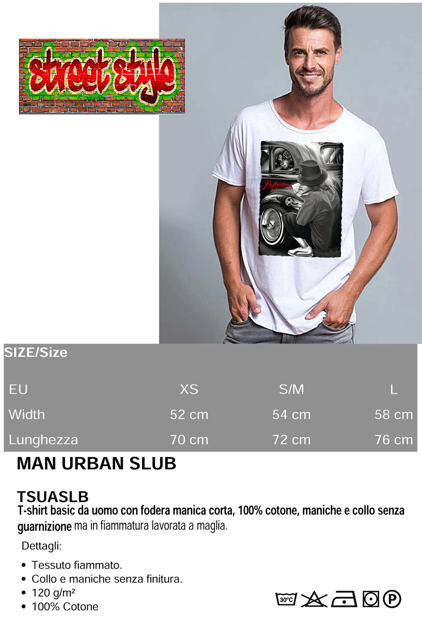 Gonzales  Peblections Tattoo Skull 9050-8 T-shirt Urban Slub Men Uomo 100% Cotone Fiammato JK STREET STYLE