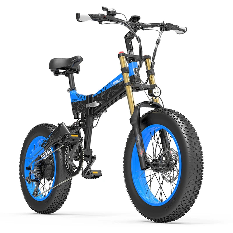 Dropshipping Eu Stock LANKELEISI X3000plus up 26x4.0 Fat Bike Electric Mountain Bike Full Suspension 1000W Folding Ebike-2