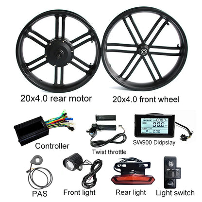 48V 750W 1000W 20x4.0 20 Inch Fat Tire Ebike Electric Snowbike Bicycle Bike Geared Hub Motor Conversion Kit-5