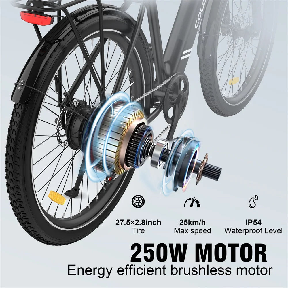 350w HITWAY BK18 27.5'' Aluminum Alloy Frame and 7 Speed Gears Electric Road Bike with for City Riding, CE Certified-2