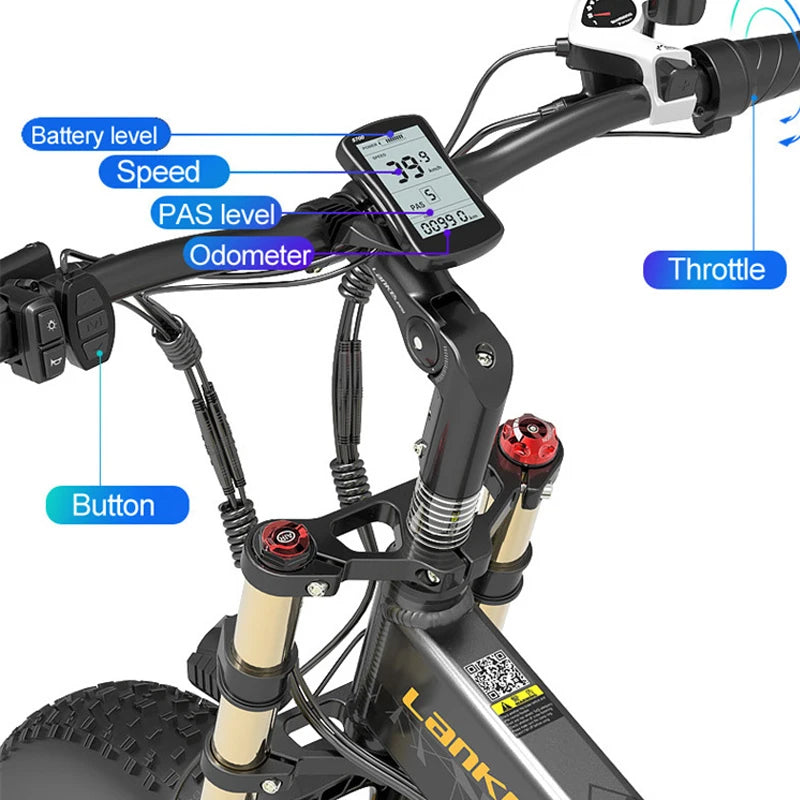 Dropshipping Eu Stock LANKELEISI X3000plus up 26x4.0 Fat Bike Electric Mountain Bike Full Suspension 1000W Folding Ebike-4