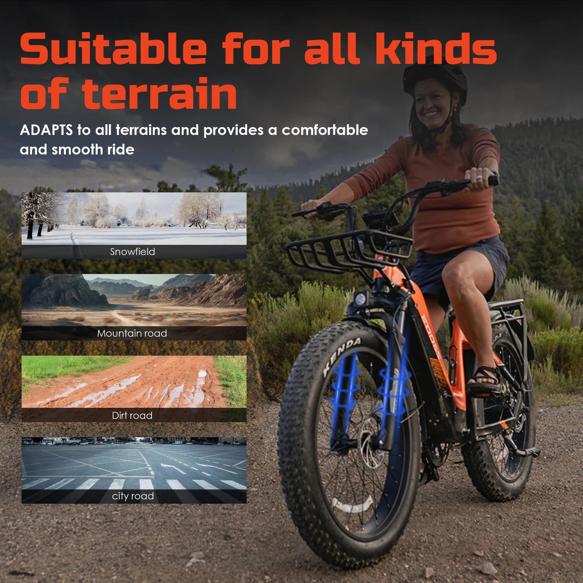 2024 HEZZO Ebike 52V 750W BAFANG Geared Motored 17Ah 50Km/h 100Km Step Thru 26Inch Fat Tire Electric Bike With Torque Sensor-4