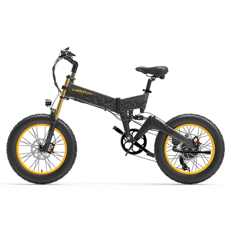 Dropshipping Eu Stock LANKELEISI X3000plus up 26x4.0 Fat Bike Electric Mountain Bike Full Suspension 1000W Folding Ebike-3