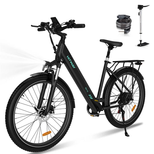 350w HITWAY BK18 27.5'' Aluminum Alloy Frame and 7 Speed Gears Electric Road Bike with for City Riding, CE Certified-0