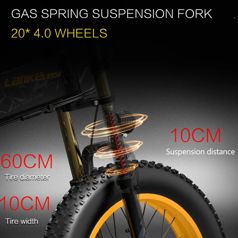 Dropshipping Eu Stock LANKELEISI X3000plus up 26x4.0 Fat Bike Electric Mountain Bike Full Suspension 1000W Folding Ebike-5