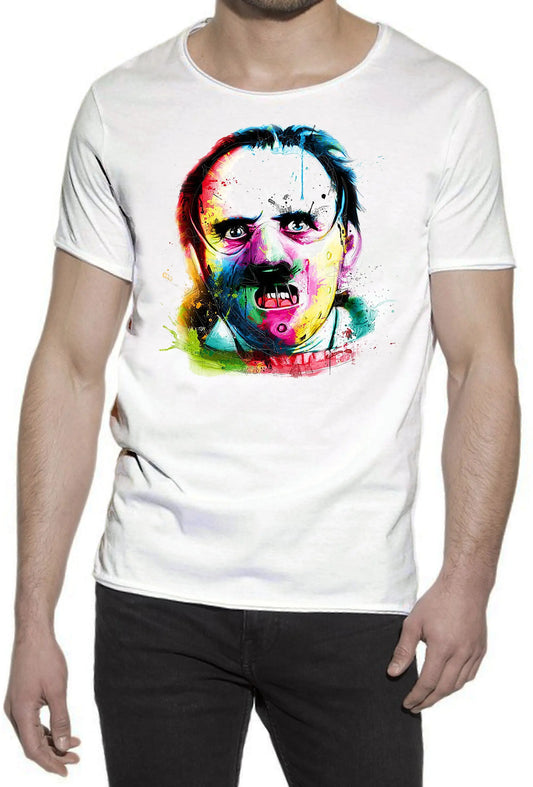 Hannibal Lecter Color Artistico Stilizzato 18-20-72-2 T-shirt Urban Slub Men Uomo 100% Cotone Fiammato JK STREET STYLE