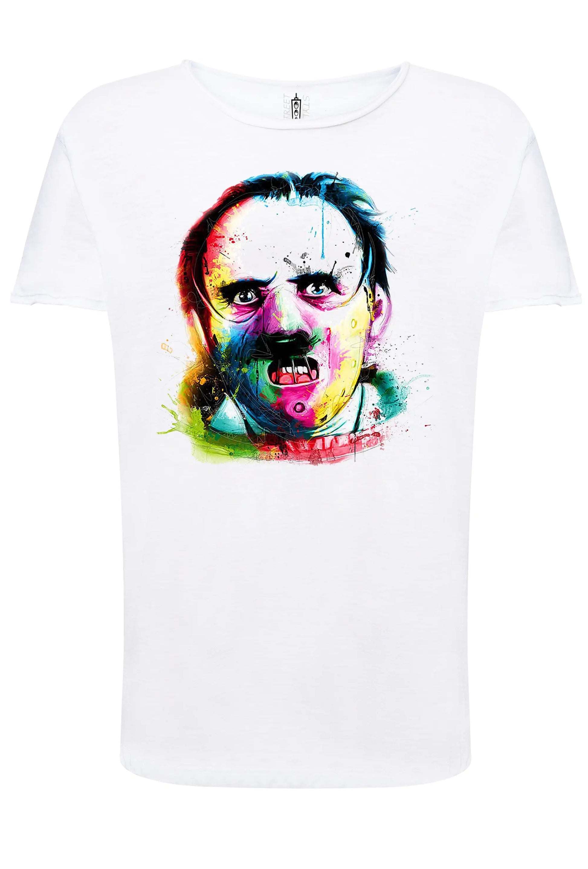 Hannibal Lecter Color Artistico Stilizzato 18-20-72-2 T-shirt Urban Slub Men Uomo 100% Cotone Fiammato JK STREET STYLE