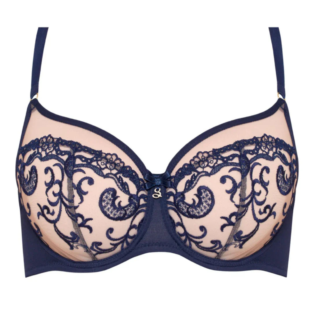 Sheer Mesh Embroidered Balconette Bra Hazel - STREET STYLE