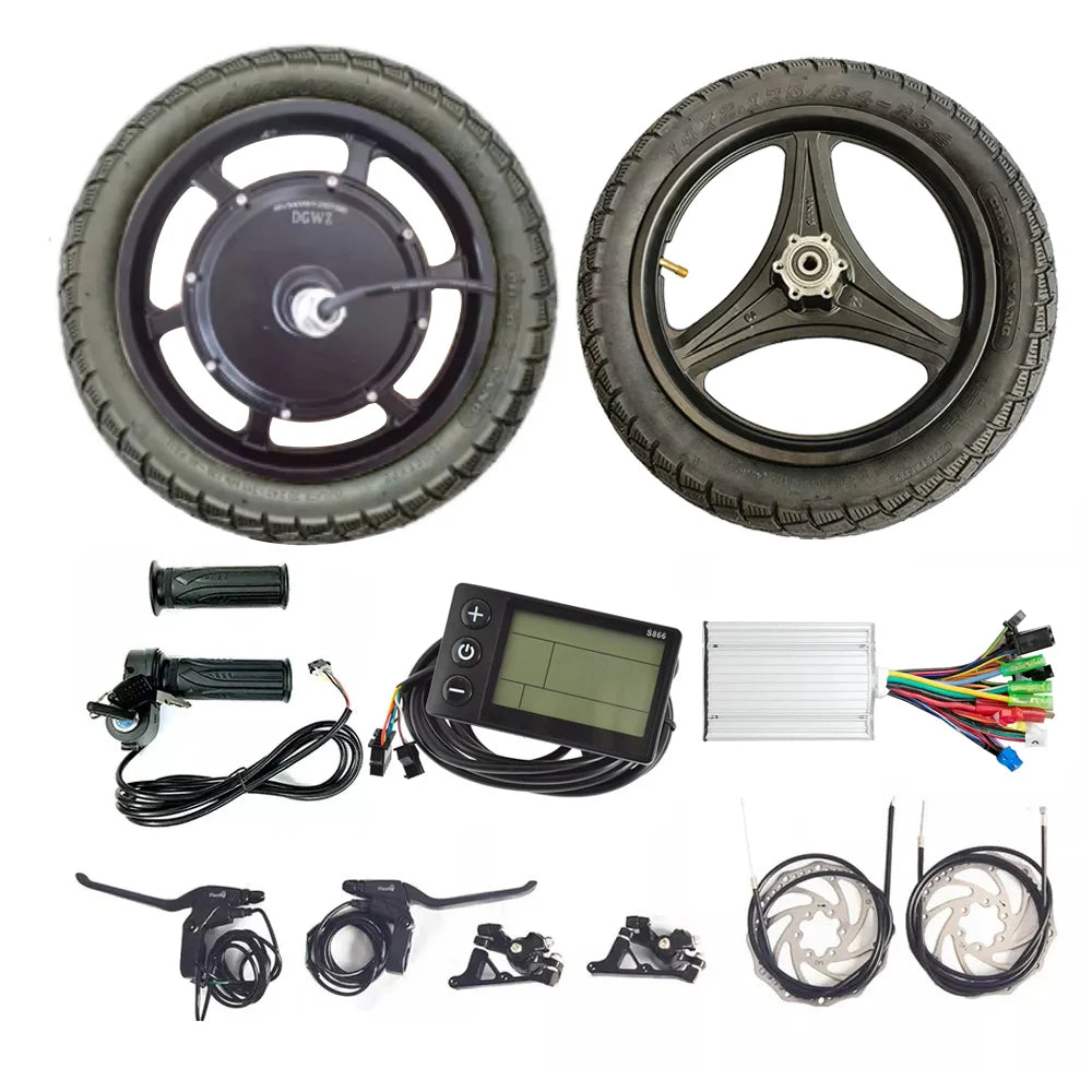 14x2.125 14 Inch 36V 48V 500W Brushless Gearless Disc Brake Scooter Motor Kit Electric Bicycle Conversion Kit-0