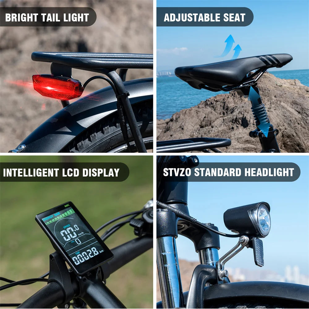 350w HITWAY BK18 27.5'' Aluminum Alloy Frame and 7 Speed Gears Electric Road Bike with for City Riding, CE Certified-5
