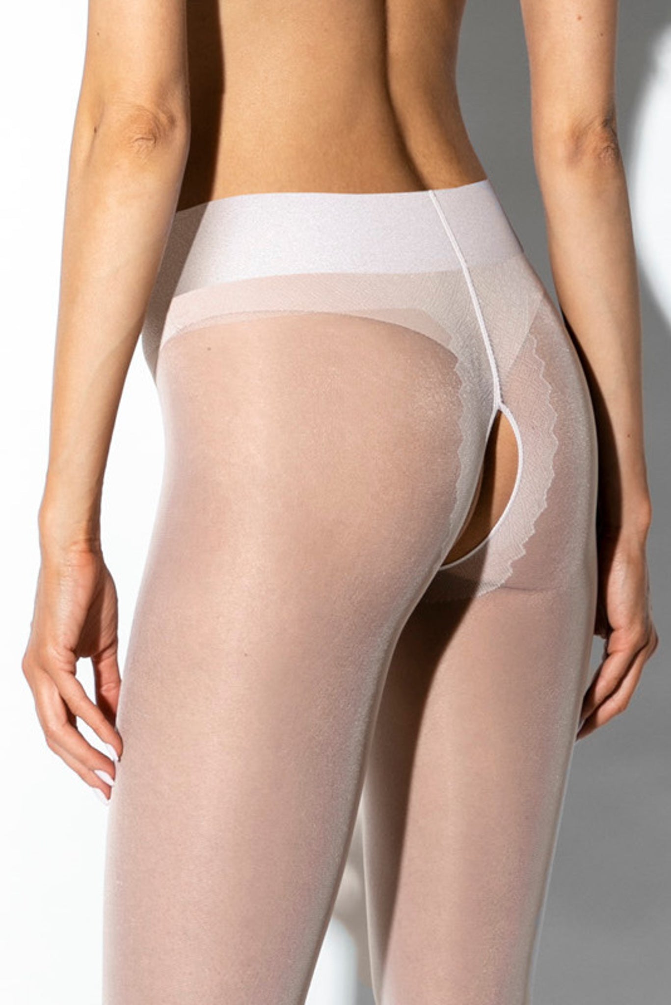 Open Crotch Pantyhose 20DEN Hip Gloss Amour White-2