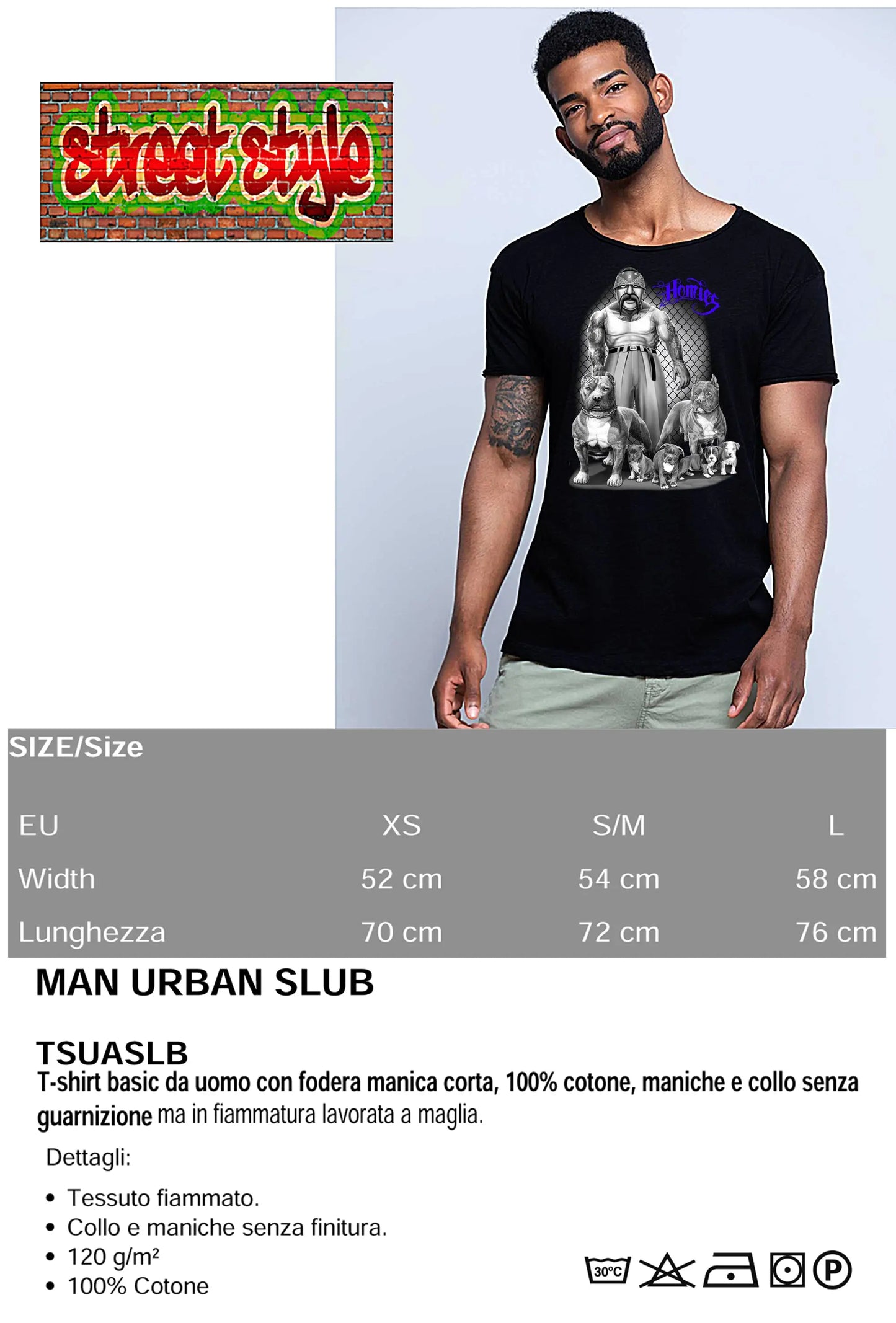 Homies Gonzales Tattoo Skull 9050-6 T-shirt Urban Slub Men Uomo 100% Cotone Fiammato JK STREET STYLE