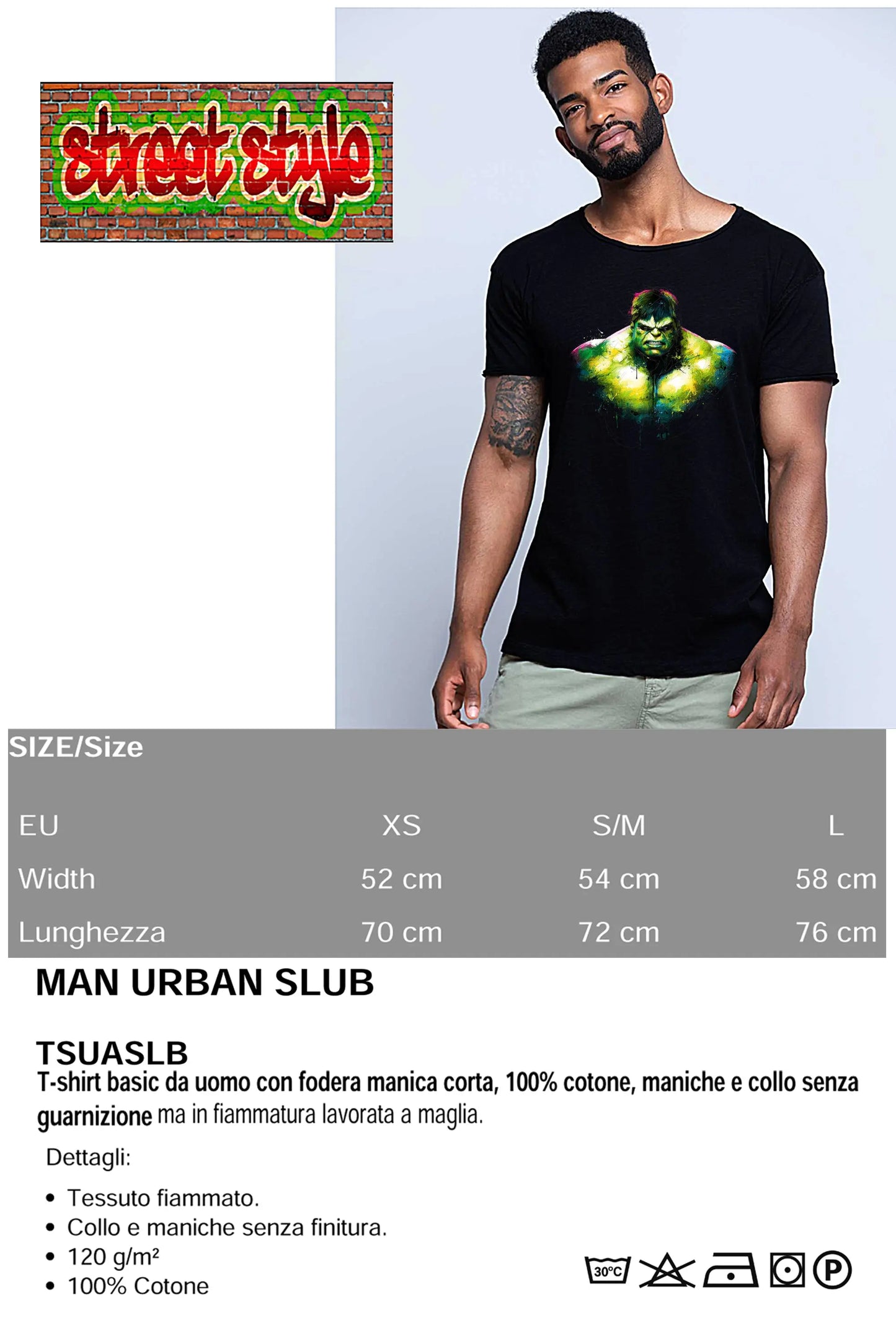 Hulk Stilizzato Color Film Cinema Super Eroi 18-20-11 T-shirt Urban Slub Men Uomo 100% Cotone Fiammato JK STREET STYLE