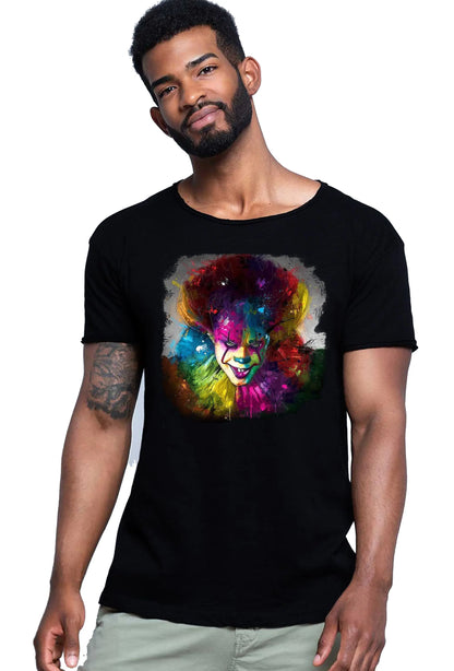 IT Clown Color Stilizzato 18-20-24 T-shirt Urban Slub Men Uomo 100% Cotone Fiammato JK STREET STYLE