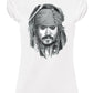 Johnny Depp Stilizzato Pirata The Legend Attore Cinema Soggetto 18-39-2 Moda Urban Slub Lady Donna 100% Cotone Fiammato BS STREET STYLE