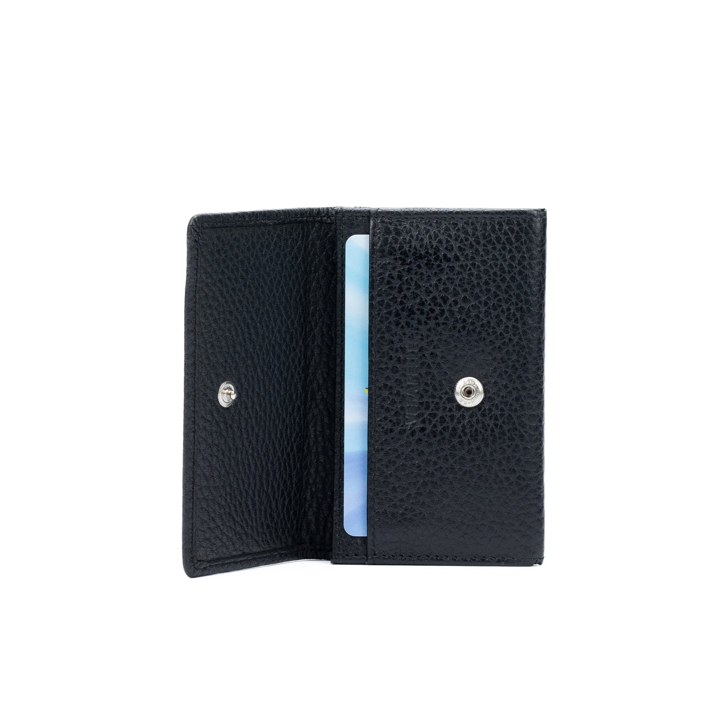 K0004AB | P/Business Cards/Credit Cards in genuine full grain leather, dollar grain - Black color - Dimensions: 10 x 6 x 2 cm - Packaging: Rigid bottom/lid gift box-0