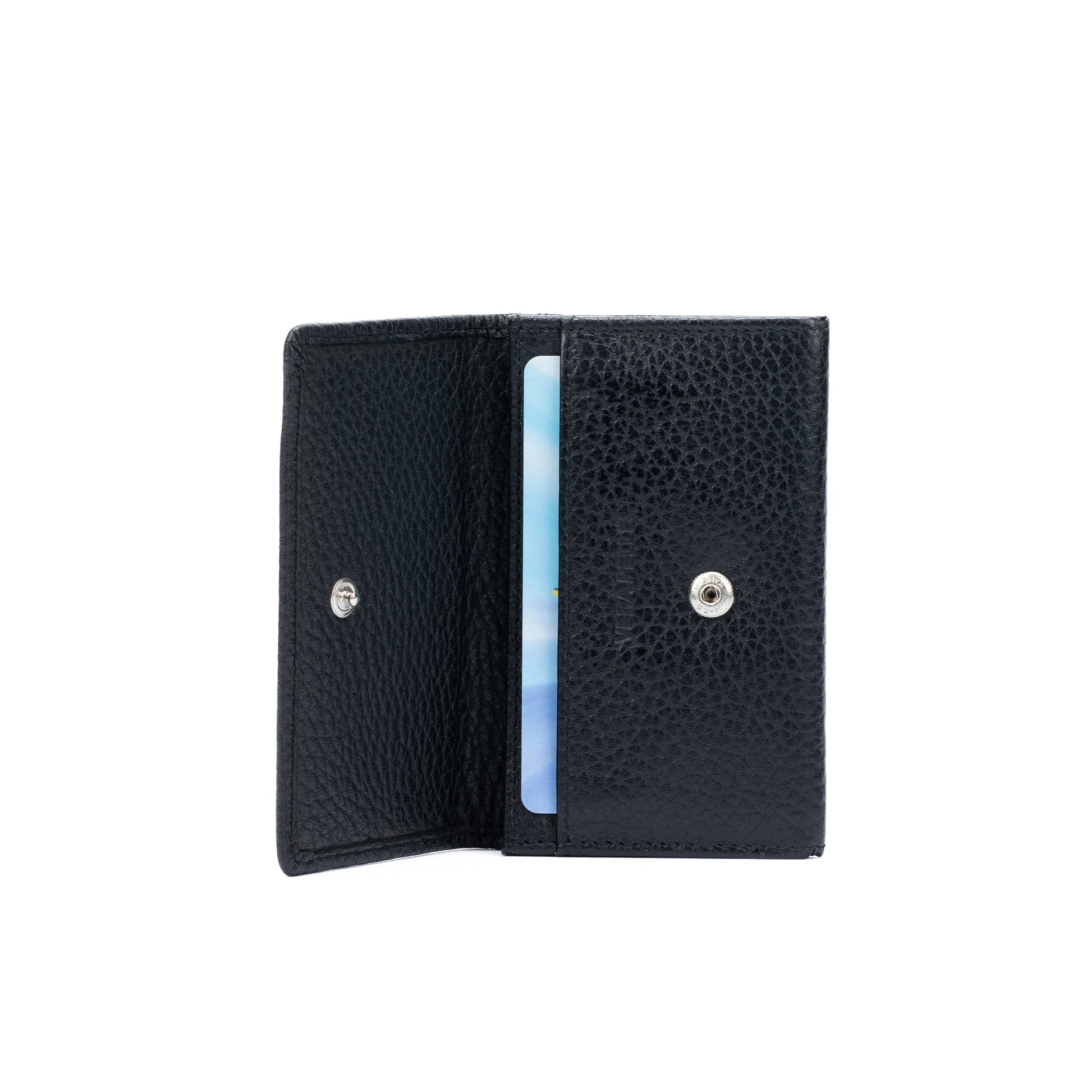K0004AB | P/Business Cards/Credit Cards in genuine full grain leather, dollar grain - Black color - Dimensions: 10 x 6 x 2 cm - Packaging: Rigid bottom/lid gift box-0