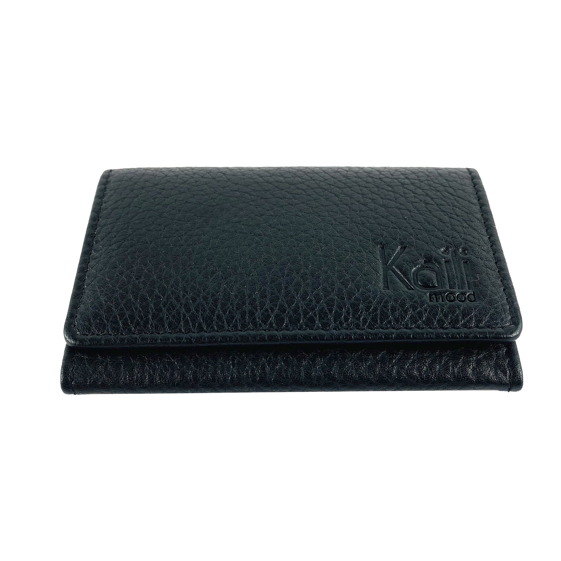 K0004AB | P/Business Cards/Credit Cards in genuine full grain leather, dollar grain - Black color - Dimensions: 10 x 6 x 2 cm - Packaging: Rigid bottom/lid gift box-2