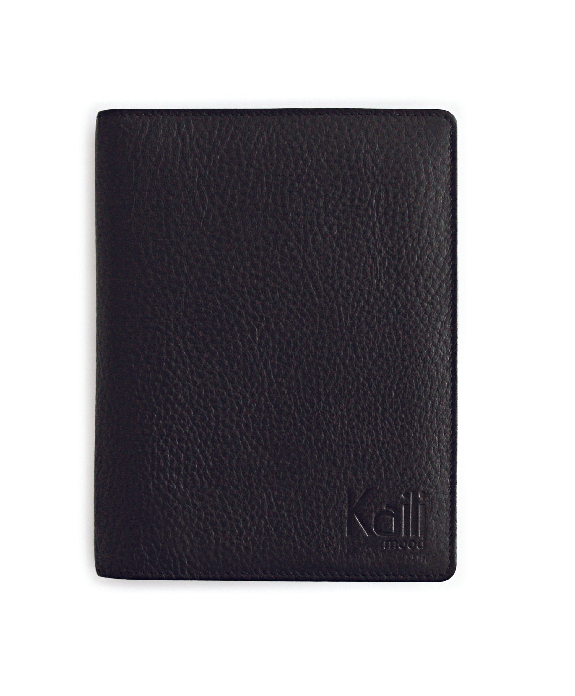 K0008AB | Porta Conto in Vera Pelle pieno fiore, grana dollaro. Mini slot interne e asola porta penna. Colore Nero. Dimensioni: cm 12 x 16 x 1.  Confezione: Sacchetto Tnt-1