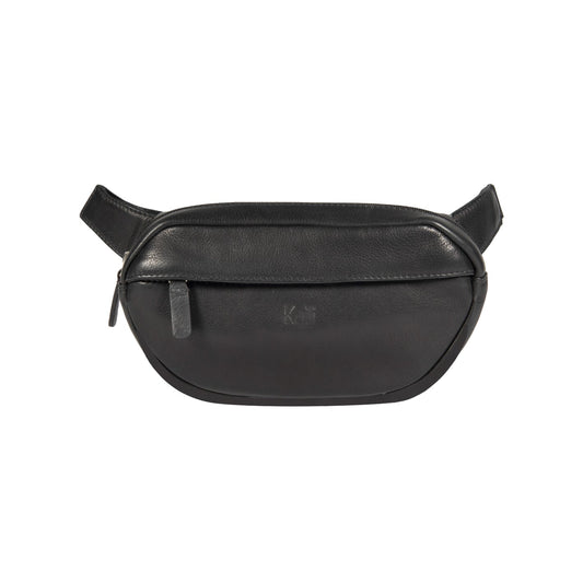 K0012AB | Marsupio in Vera Pelle pieno fiore, con leggera grana. 4 tasche con chiusura con lampo. Accessori Nickel Lucido. Colore Nero. Dimensioni: cm 25 x 13 x 5,5.Confezione: Sacchetto Tnt-0