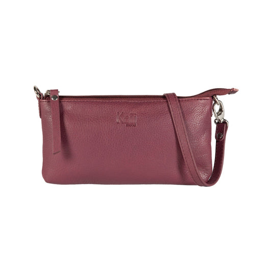 K0013NB | Women's shoulder bag in genuine full-grain leather, with light grain. Removable shoulder strap. Polished Nickel Accessories. Mauve color. Dimensions: 20 x 10.5 x 2 cm. Packaging: TNT bag-0