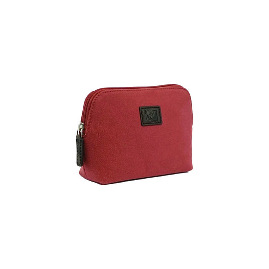 K0026XB | Women's Clutch Bag in Canvas/Genuine Volanata Full Grain Leather - Bordeaux/Dark Brown Color. Zipper closure. Dimensions: 17 x 13 x 6.5 cm - Packaging: TNT bag-0