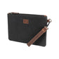 K0027AB | Wrist Bag in Canvas/Genuine Volanata Full Grain Leather - Black/Dark Brown Color - Polished Nickel Accessories. Dimensions: 25.5 x 17.5 x 1 cm - Packaging: TNT bag-1