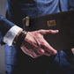 K0027AB | Wrist Bag in Canvas/Genuine Volanata Full Grain Leather - Black/Dark Brown Color - Polished Nickel Accessories. Dimensions: 25.5 x 17.5 x 1 cm - Packaging: TNT bag-4